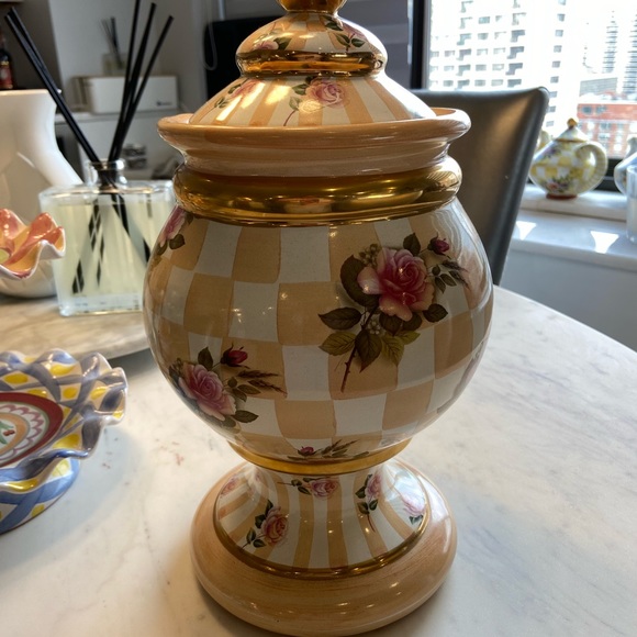 Mackenzie Childs Morning Glory Globe Orange Canister with Lid RARE!!! - Picture 5 of 5